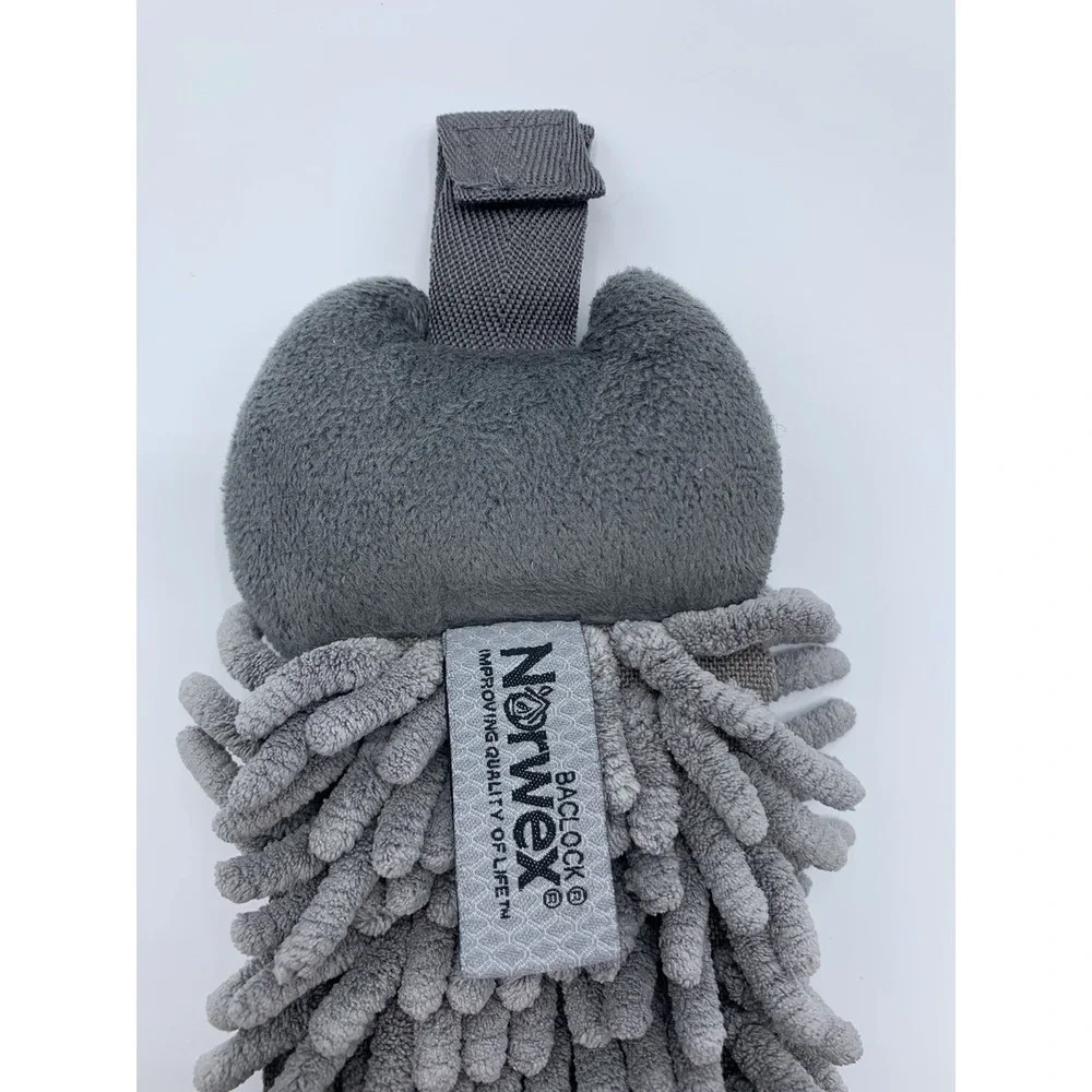 Norwex Pet to Dry Grey Kitten hanging towel Baclock